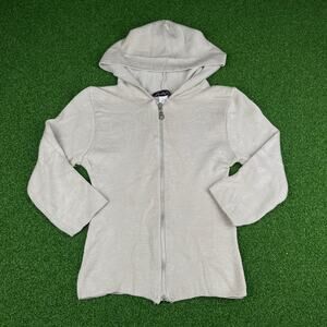 Vintage Spoiled Girl Beige Ribbed Stretch USA Full Zip Sweatshirt Hoodie Sz M